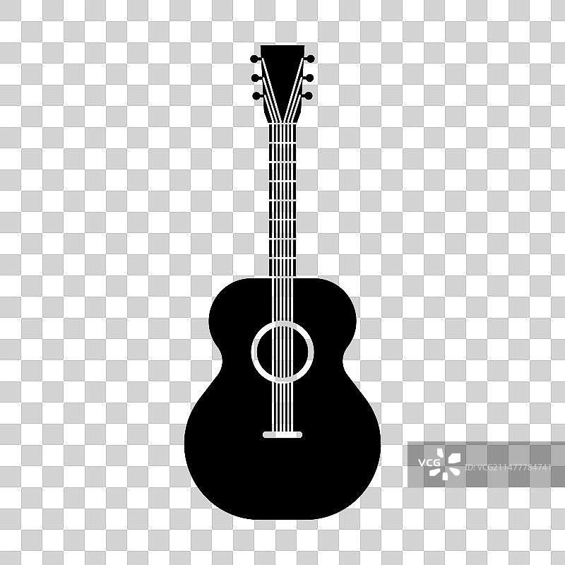 白色背景上的黑色吉他图标图片素材
