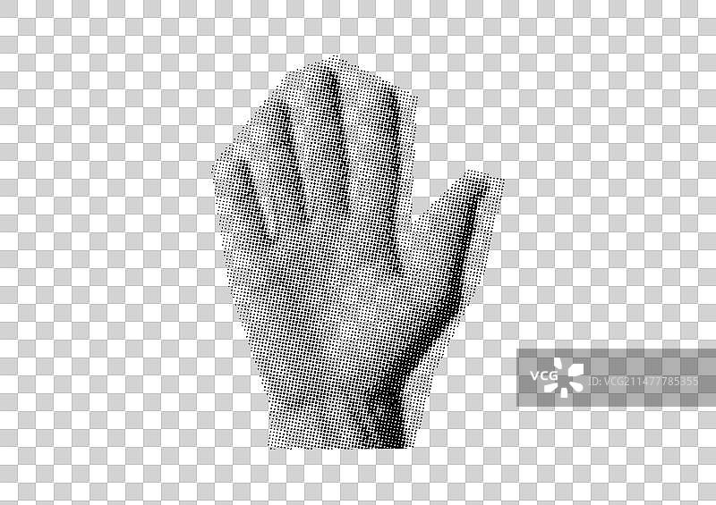 黑白点阵风格的拳头图片素材