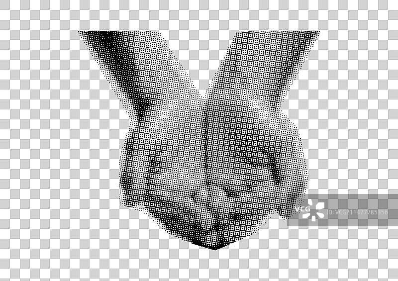 黑白点阵风格的拳头图片素材