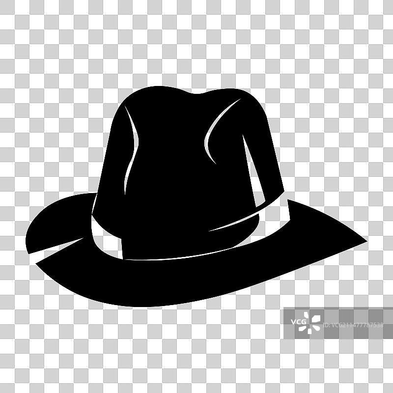 白色背景上的黑色软呢帽图标图片素材