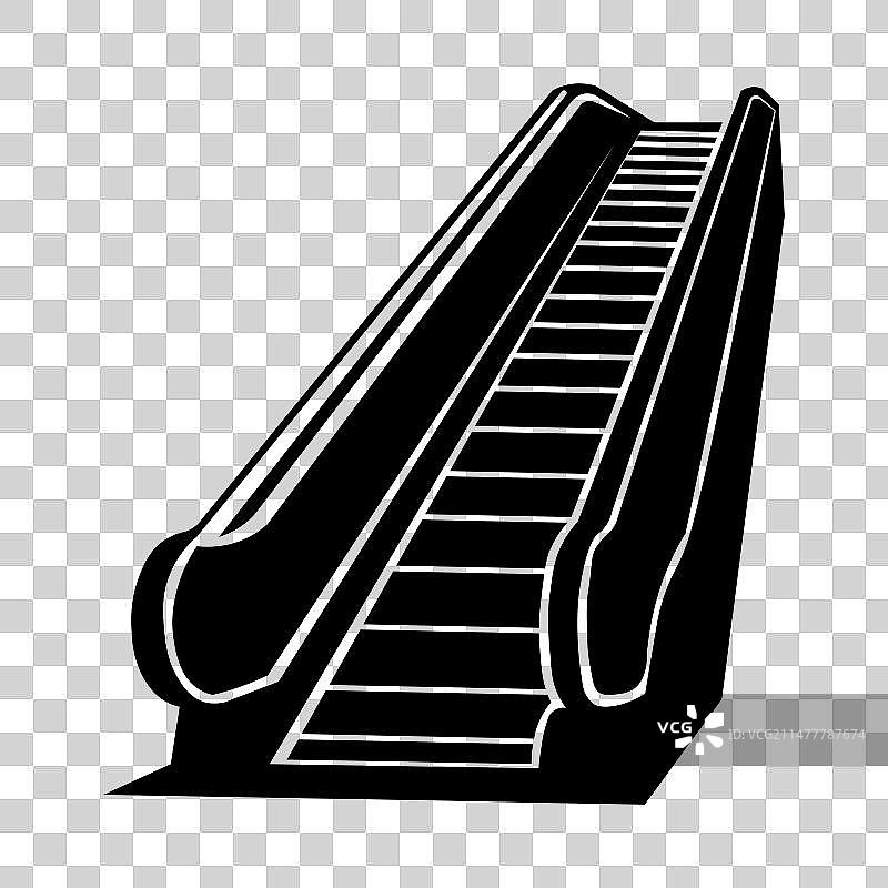 白色背景上的自动扶梯黑色图标图片素材