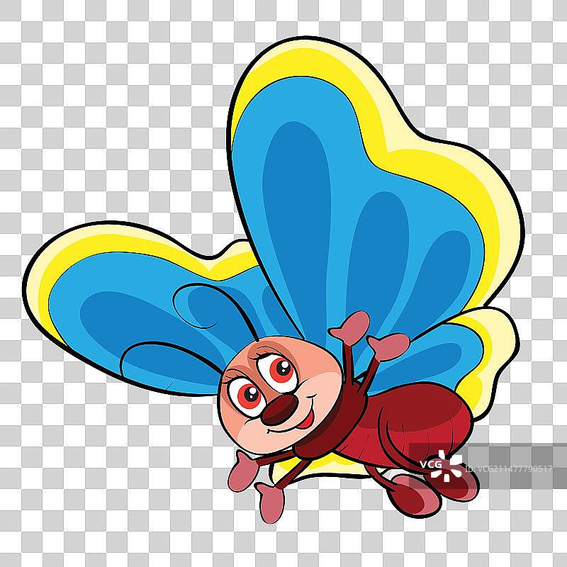 色彩翅膀大眼睛的可爱蝴蝶图片素材