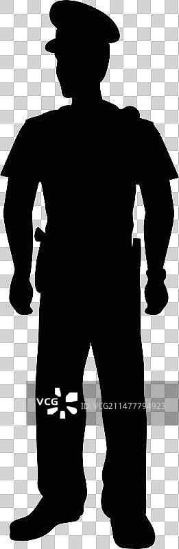 警察剪影站立图片素材