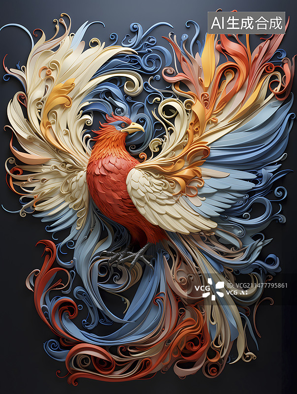 【AI数字艺术】火凤凰插画图片素材