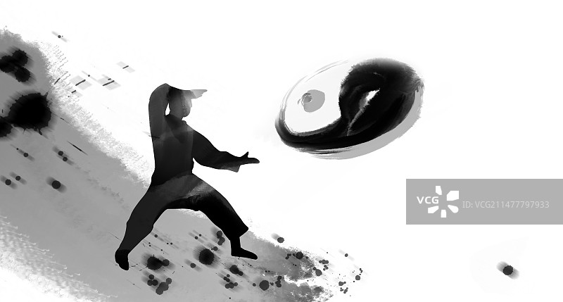 水墨风中国风传统文化太极拳人物插画图片素材
