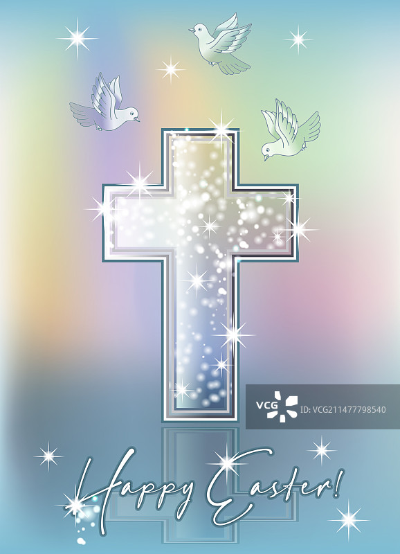 玻璃复活节十字VIP邀请卡插画图片素材