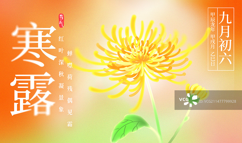 二十四节气寒露弥散风简洁自然横版海报图片素材