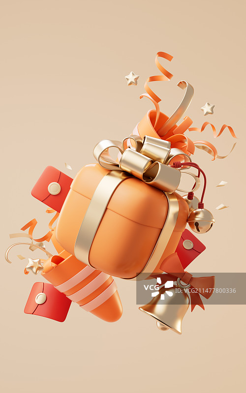 卡通电商节日礼物盒3D渲染图片素材