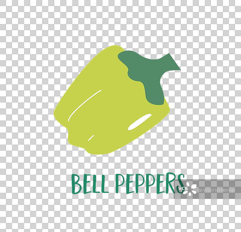 白色背景上的扁平风格绿色铃铛纸图片素材