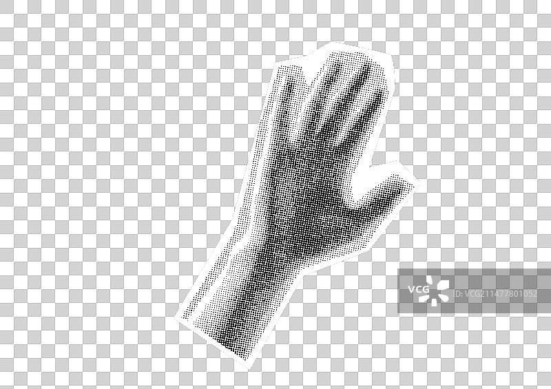 手握拳头，手掌上有Y2K风格的彩色圆点图片素材