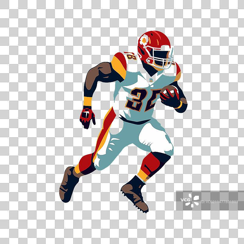 橄榄球触地得分：年轻敏捷的美国运动员图片素材