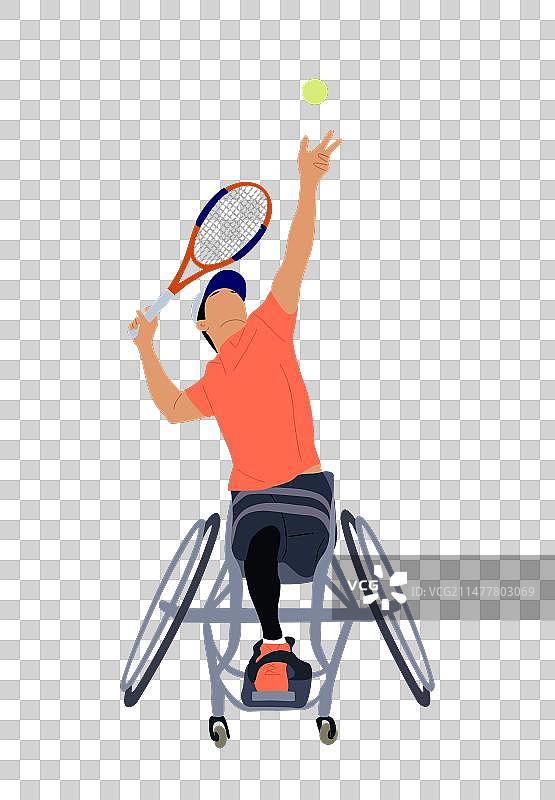 年轻残疾运动员打网球图片素材