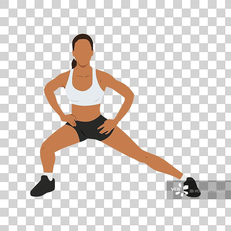 女人做站立内收肌运动图片素材