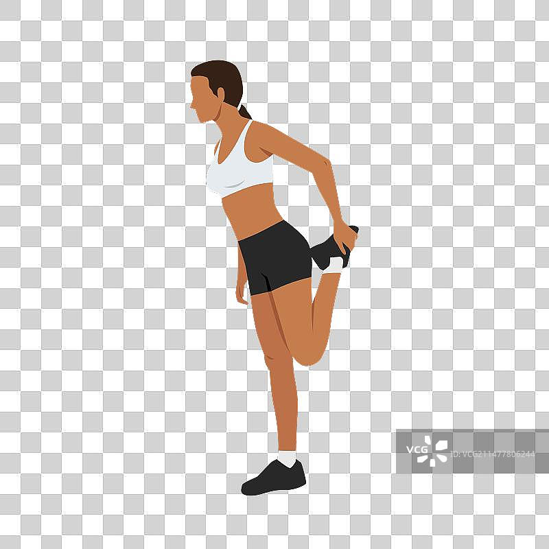 女人做股四头肌伸展放松图片素材