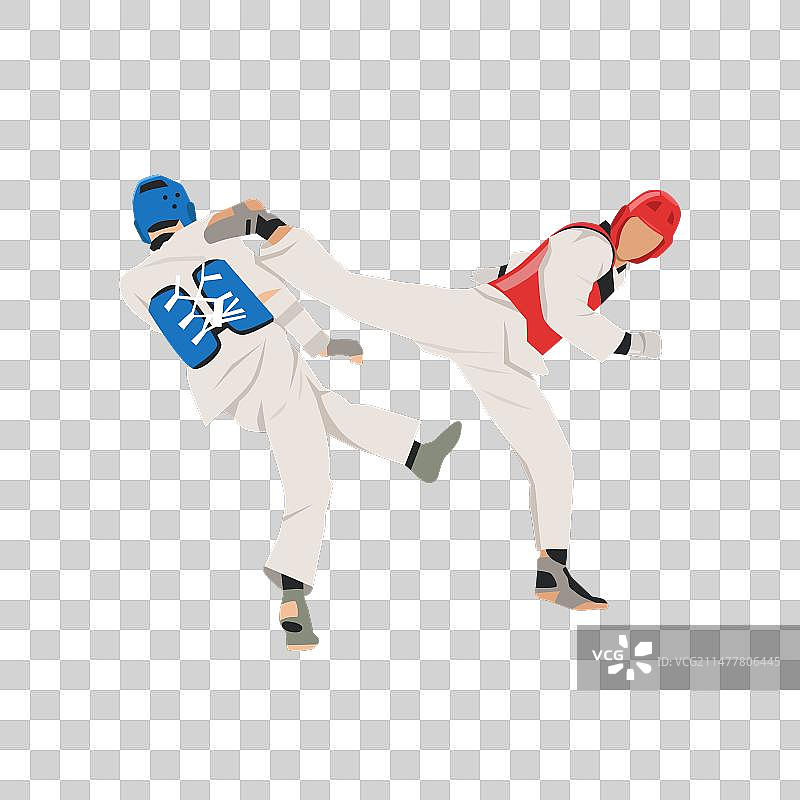 跆拳道选手对战图片素材