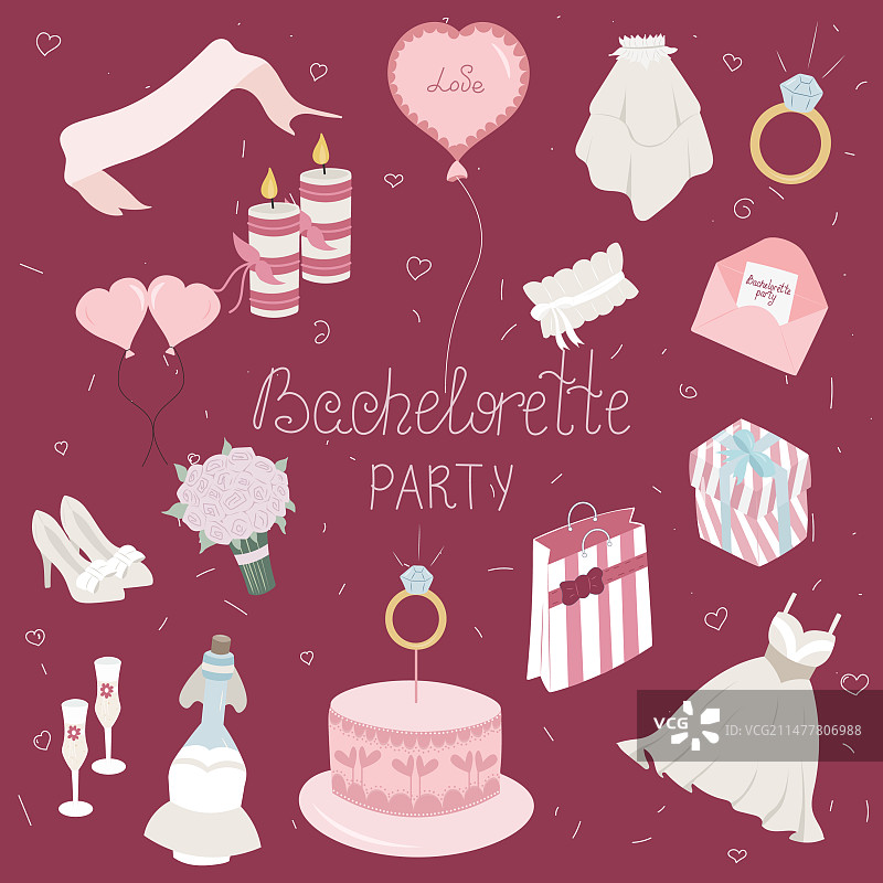 单身女子派对的粉色套装图片素材