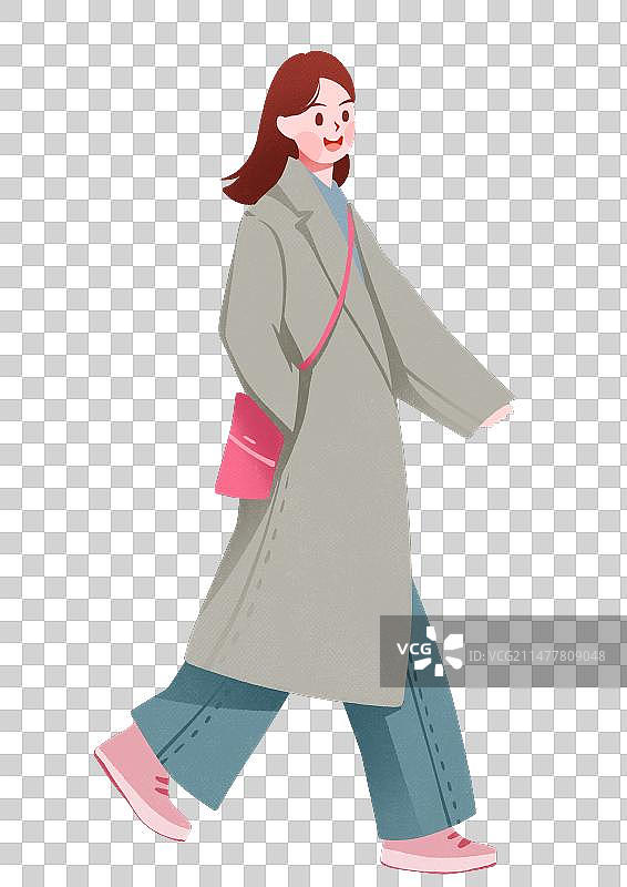 女神节文艺女孩穿搭服装站姿清新插画元素图片素材