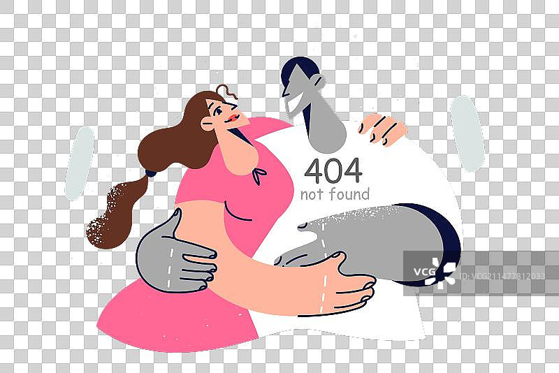 女人拥抱虚拟男友图片素材