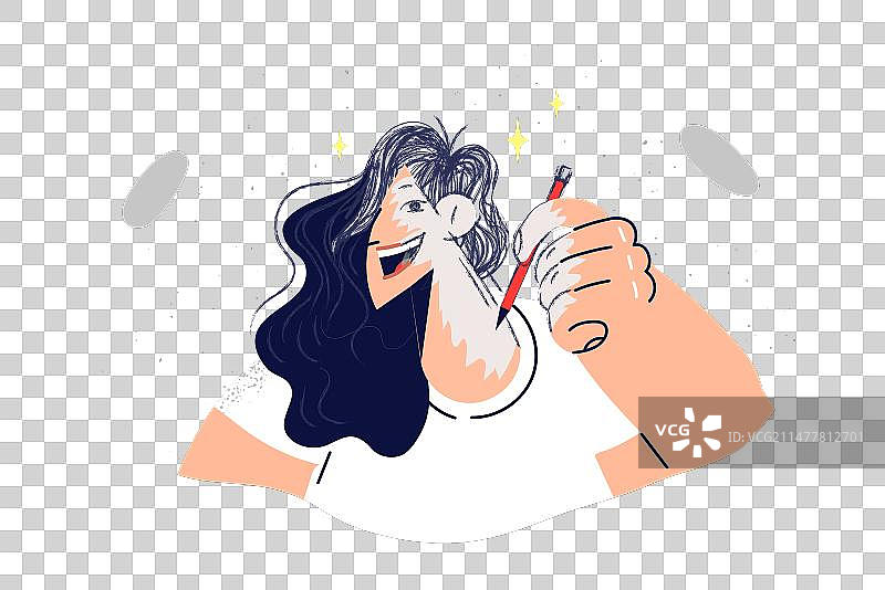 为奋斗理念而自画像的快乐女人图片素材