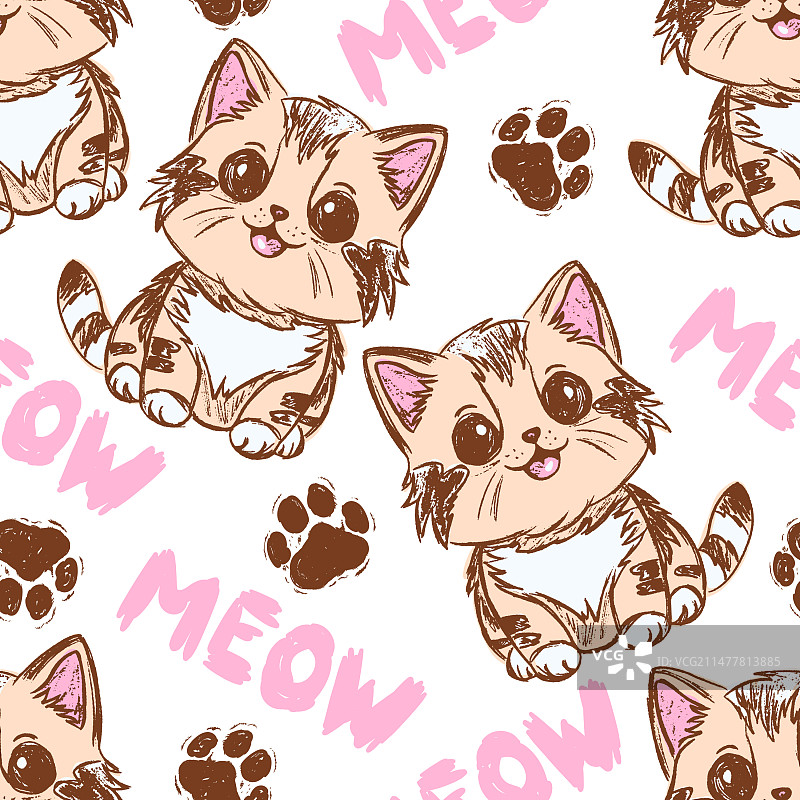 儿童手绘可爱猫咪图案图片素材
