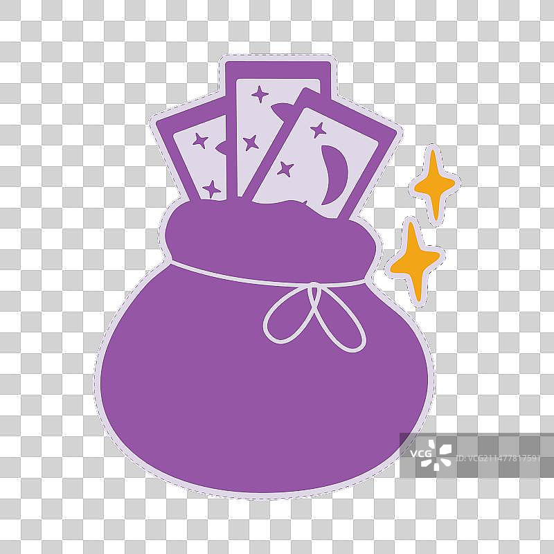 带有塔罗牌和星星装饰的可爱束口袋图片素材