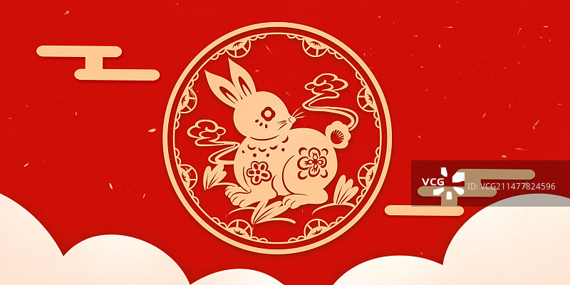 十二生肖剪纸风格国风横版插画图片素材