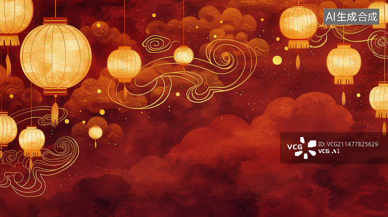 【AI数字艺术】新年的灯笼图片素材