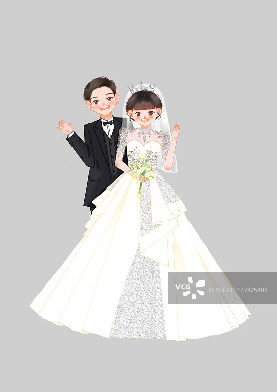 Q版婚纱立牌图片素材