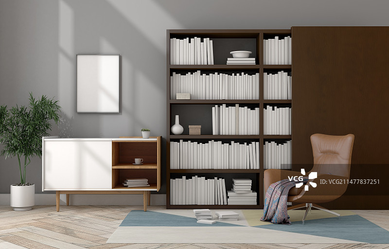 现代客厅书房样板间图片素材