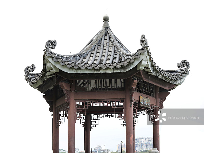 一座古建筑亭子的白底图图片素材