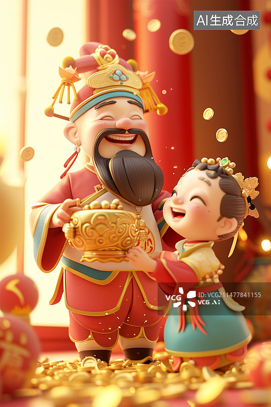 【AI数字艺术】新年迎财神图片素材