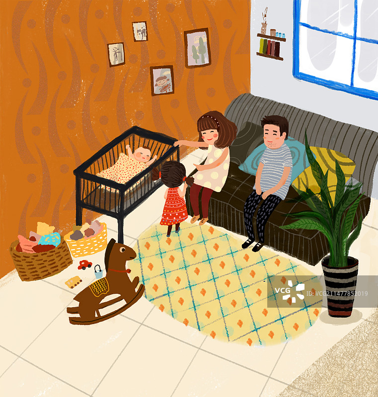 一家三口温馨生活图片素材