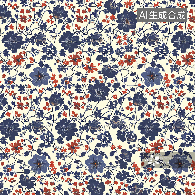 【AI数字艺术】青花 花纹图片素材