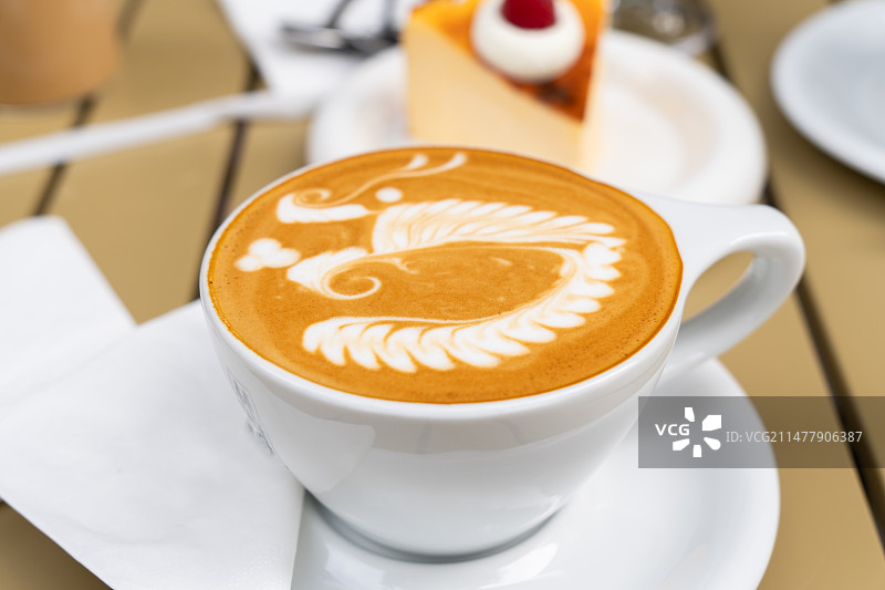 拿铁咖啡拉花图片素材