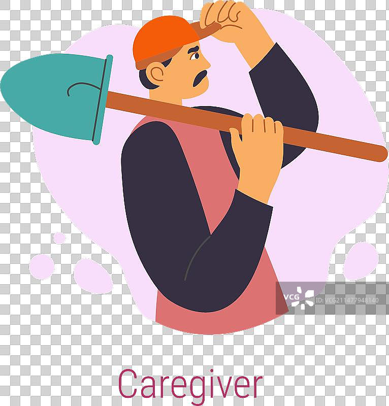 拿着铲子的看护者男人原型图片素材