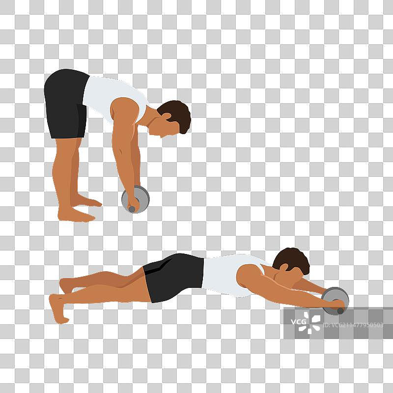 男人站立腹部滚轮运动图片素材