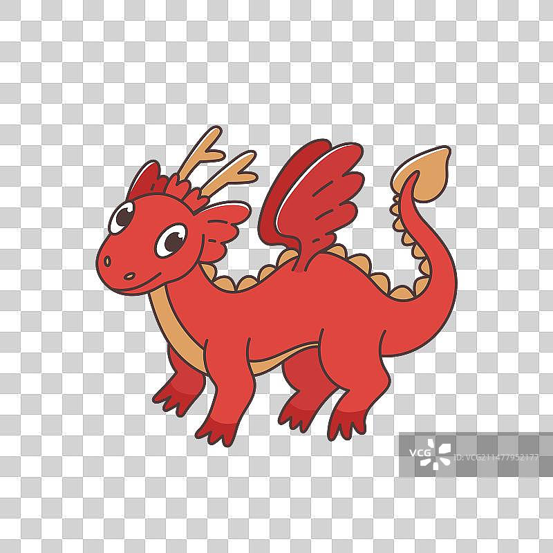 卡通红色龙图片素材