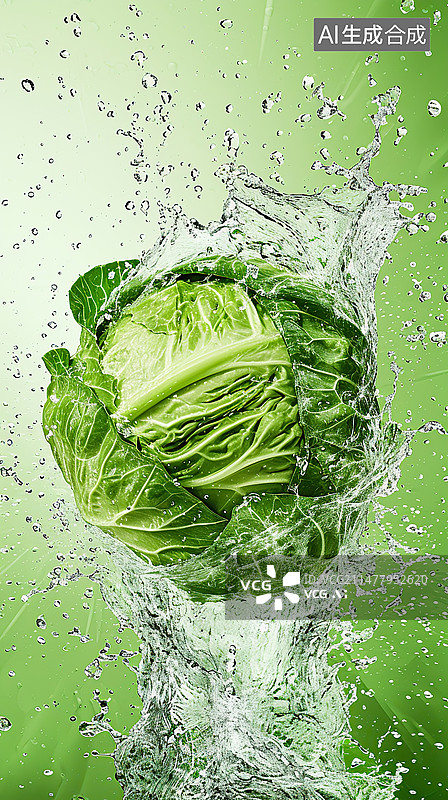 【AI数字艺术】在水中的包菜图片素材