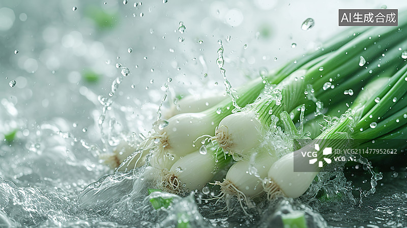 【AI数字艺术】在水中的香葱图片素材