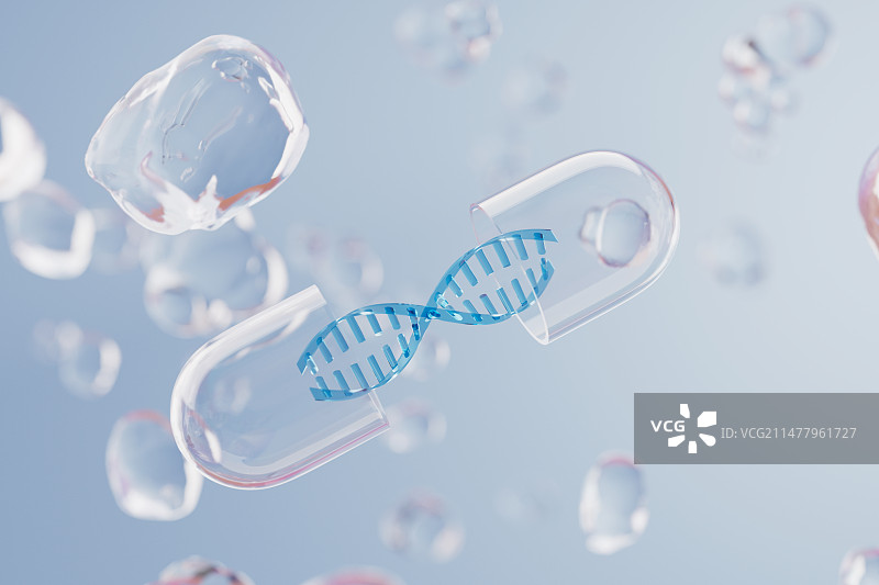 生物概念DNA脱糖核酸三维渲染图片素材