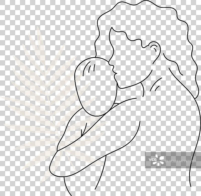 母亲抱婴儿线条艺术图片素材