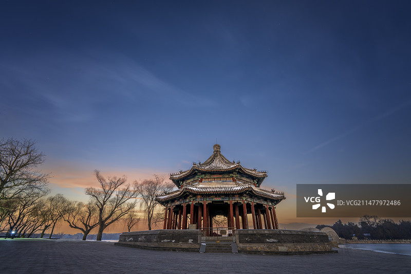 晚霞中的颐和园图片素材