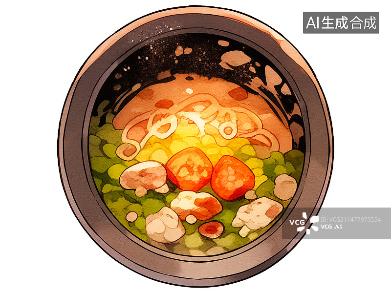 【AI数字艺术】烧仙草，龟苓膏，传统美食甜品甜点插画图片素材