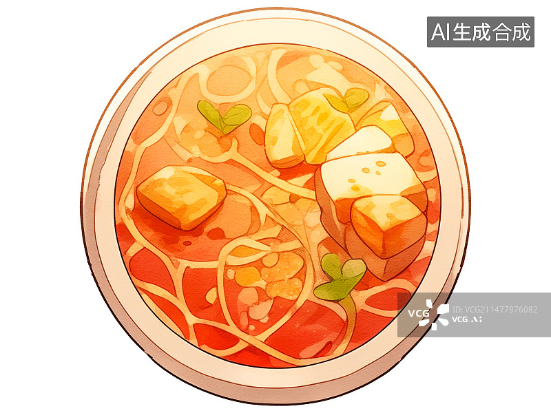【AI数字艺术】杨枝甘露，下午茶甜品插画图片素材