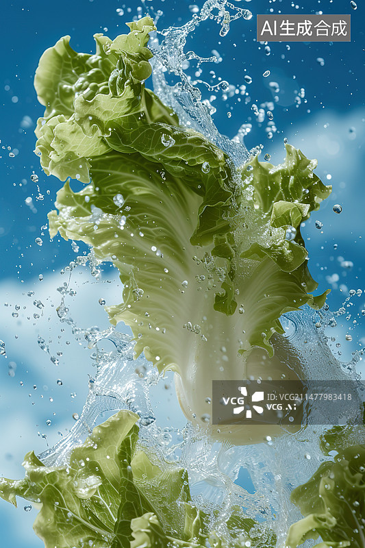 【AI数字艺术】蓝色背景下的蔬菜特写镜头图片素材