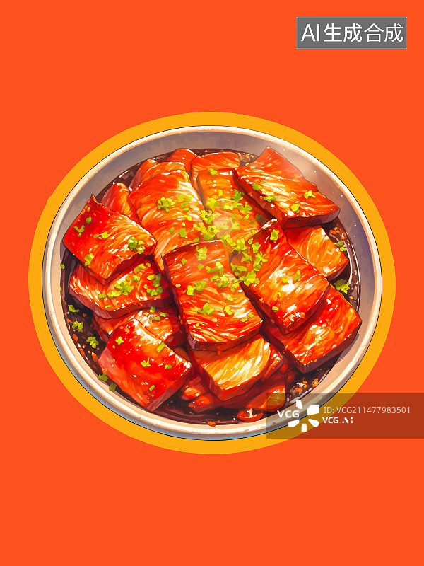【AI数字艺术】水煮肉片红烧肉片，中国传统美食图片素材