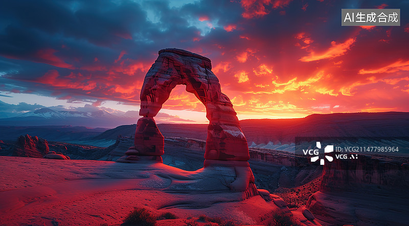 【AI数字艺术】日落时岩层的低角度视图图片素材