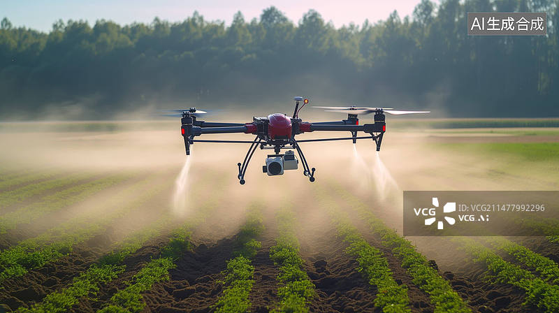 【AI数字艺术】乡村振兴无人机播种田图片素材