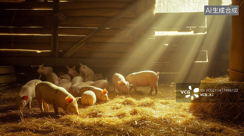 【AI数字艺术】猪圈养猪场图片素材