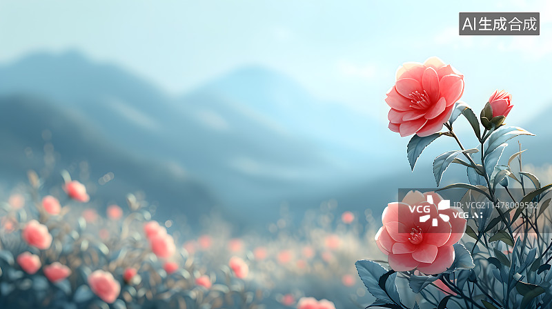 【AI数字艺术】山茶花图片素材